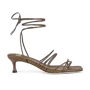 LPA Brown Wrap-Strap Kitten Heel Sandal